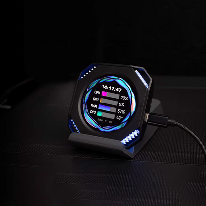 Vortex | 2.1-inch PC Case Water Cooling Screen, Secondary Case Screen, USB Plug-and-Play, Dynamic Display for Desktop Monitoring